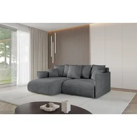 altdecor Ecksofa Cord 2-Sitzer Dunkelgrau