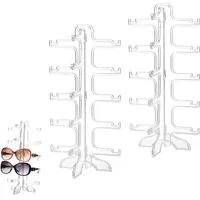 2 Stück Sonnenbrillen Halter Brillenständer Kann 5 Paare Halten Sonnenbrille Display,Wiederverwendbar Gelten für AufbewahrungSonnenbrillen, Planspiegel,Myopia-Brillen(Transparent)