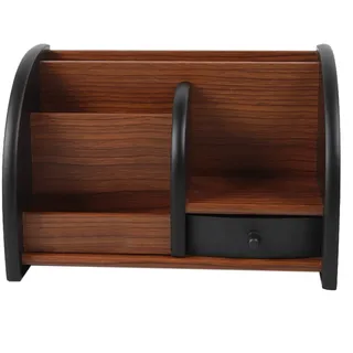 soudesileim 20X11.5X13.5CM, Schreibtisch Organizer aus Holz, Stiftehalter mit Schublade und Handyhalterung, Große Kapazität, Schreibtischorganisator für Büro, Home Office