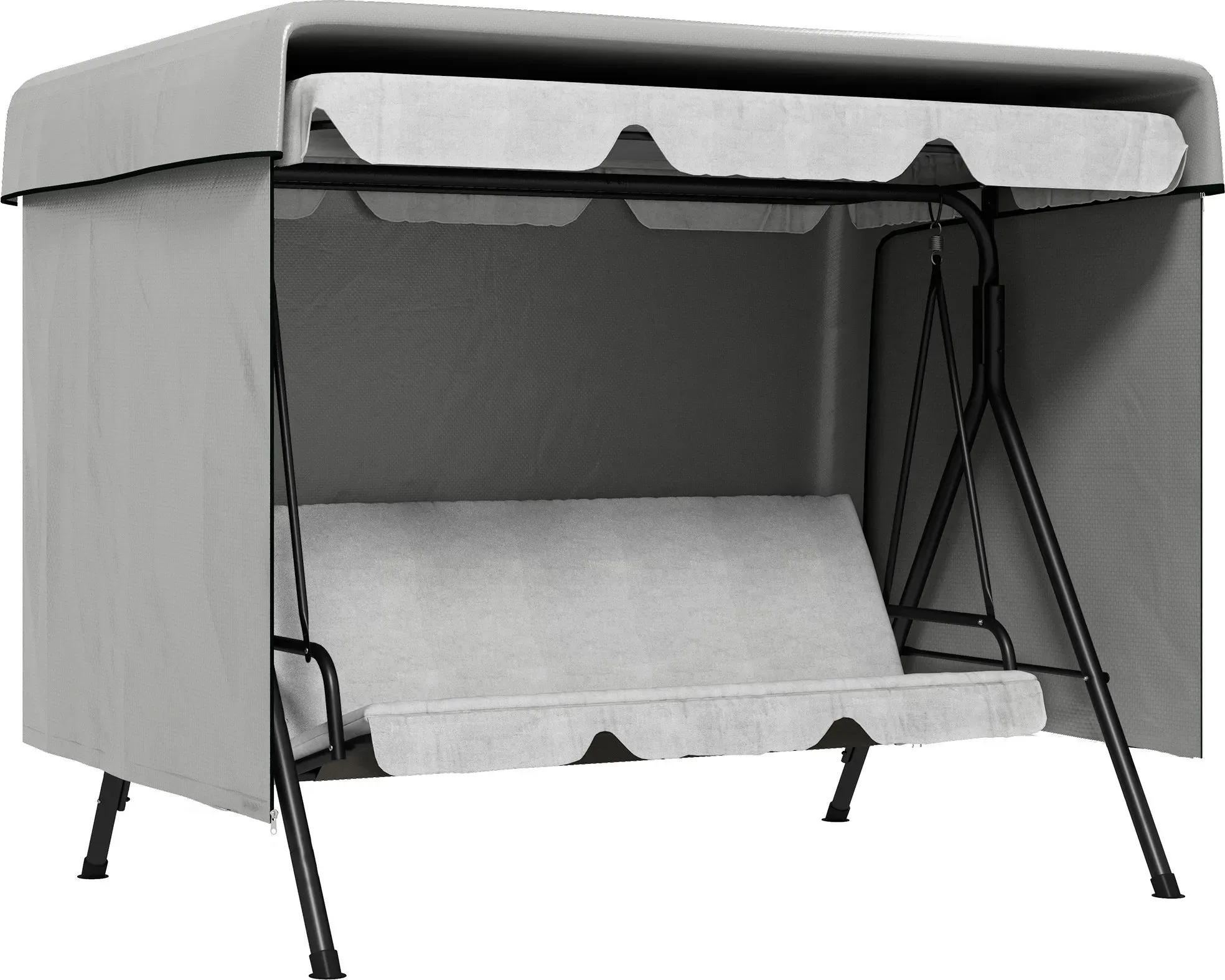 Outsunny Abdeckplane Schutzhülle Gartenmöbel Abdeckhaube Wasserdicht UV-Schutz extra Befestigung Rechteckig PE Grau 215 x 155 x 150 cm   Aosom