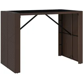 vidaXL Bartisch mit Glasplatte 145 x 80 x 110 cm Braun