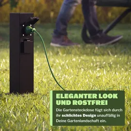 monzana Gartensteckdose 4-fach Schwarz 1 St.