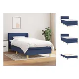 vidaXL Boxspringbett mit Matratze Blau 100x200 cm Stoff