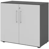 bümö Aktenschrank abschließbar, Büroschrank Holz 80cm breit in Graphit/Grau - abschließbarer Schrank mit Aktenregal für's Büro & Arbeitszimmer, Büro