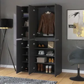 Vicco Kleiderschrank Claus, Anthrazit, 111 x 191.5 cm mit 6 Türen