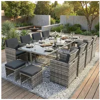 Swing&Harmonie Garten-Essgruppe Poly Rattan Sitzgruppe Esstisch Lounge Gartenmöbel grau