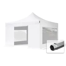 TOOLPORT Faltpavillon 4 x 4 m inkl. 4 Seitenteile Weiß