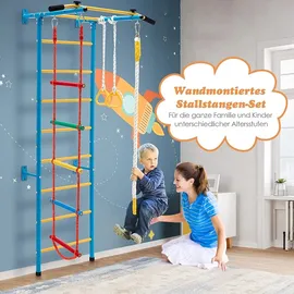 Costway Kletterwand Sprossenwand 107 x 83 x 223 cm Blau/Gelb