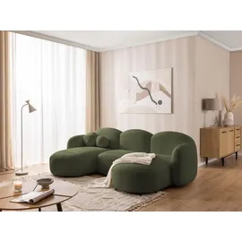 s-style möbel Wohnlandschaft Nuvola mit abgerundetem Design Grün Bouclé-Stoff