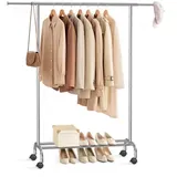 Songmics Rollgarderobe silber Metall 83,0 - 120,0 x 156,0 cm