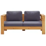 vidaXL Gartenbank mit Auflagen 140 cm Massivholz Akazie Grau