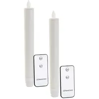 Britesta 2er-Set LED-Stabkerzen mit beweglicher Flamme und Fernbedienung, weiß