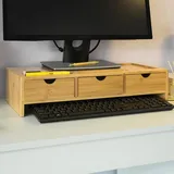 SoBuy Monitorständer Natur, Holz, 51x12x25 cm, Arbeitszimmer, Schreibtische