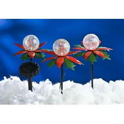 LED Solar-Weihnachtsterne 3er mit Farbwechsel Weihnachtsdeko Gartendeko Balkon