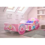 Kids Collective Kutsche Mädchenbett 70x140 | 80x160 mit Rausfallschutz Matratze optional | Prinzessin Kinder Spielbett 140x70 | Rosa