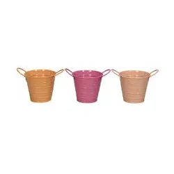 Deko Topf mit Griffe pink/orange sort. 661996011378 11,5x10,5x3cm