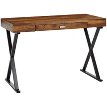 KADIMA DESIGN Schreibtisch 120x55x78 Sheesham Massivholz / Metall Schwarz, in Dunkelbraun-Schwarz Gr.: onesize