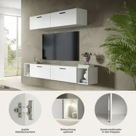 xonox.home Xonox Wohnwand, Weiß, Holzwerkstoff, 202x184x34 cm Wohnzimmer, Wohnwände, Anbauwände