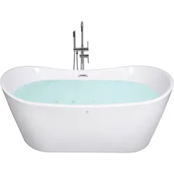 Whirlpool Badewanne freistehend weiß oval mit LED 168 x 80 cm ANTIGUA