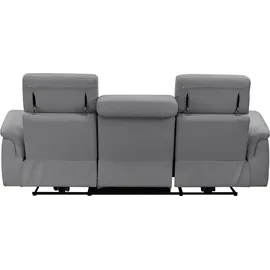 Home Affaire 3-Sitzer HOME AFFAIRE "Pareli 229cm, manuelle u. elektr. Relaxfunktion in 2 Sitzen", grau (anthrazit), B:229cm H:98cm T:142cm, Webstoff (95% Polyester 5%Nylon), Sofas, USB, KT-Verstellung, LED Beleuchtung, in Echtleder, Kunstleder, Web