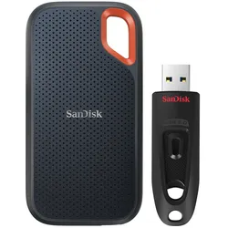 SanDisk Extreme Portable SSD V2 2TB inkl. SanDisk Ultra 32GB Bundle mit Externer Solid-State-Drive und USB-Stick