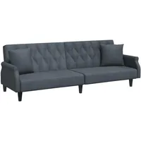 vidaXL Schlafsofa mit Armlehnen Dunkelgrau Samt