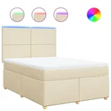 vidaXL Boxspringbett mit Matratze Creme 140x200 cm Stoff