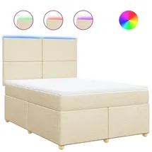vidaXL Boxspringbett mit Matratze Creme 140x200 cm Stoff