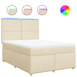 vidaXL Boxspringbett mit Matratze Creme 140x200 cm Stoff