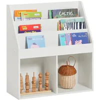 SoBuy Kinderregal mit 3 Ablagen Aufbewahrungsregal Bücherregal Weiß KMB01-W