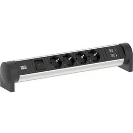 Bachmann CYCLE Desk 4xCEE7/3 0,2 m Schwarz/Silber 4 St.