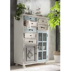 Shabby Chic Kommode aus Recyclingholz Mehrfarbig