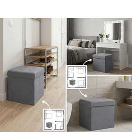 Relaxdays Sitzhocker mit Stauraum Polyester 38 x 41 x 38 cm Braun