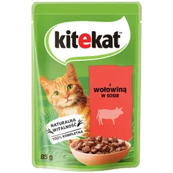 KITEKAT 85g: Rind in Soße für adulte Katzen