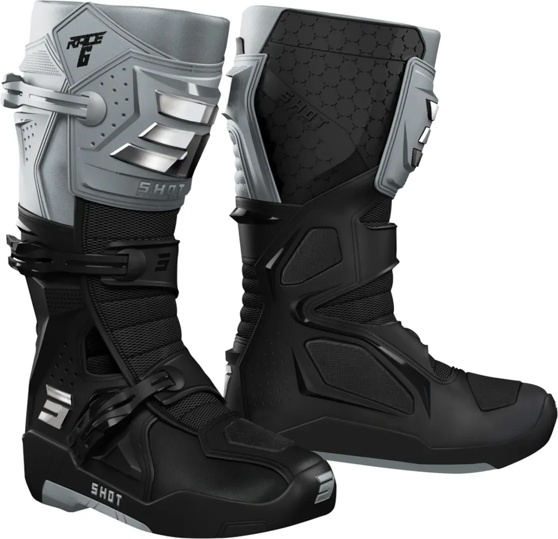 Shot Race 6 Motocross Stiefel, schwarz-grau, Größe 48 für Männer