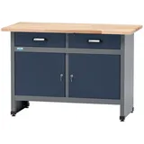 KÜPPER Werkbank m. 2 Türen & 2 Schubladen 84 x 120 x 60 cm Dunkelblau