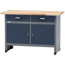 KÜPPER Werkbank m. 2 Türen & 2 Schubladen 84 x 120 x 60 cm Dunkelblau