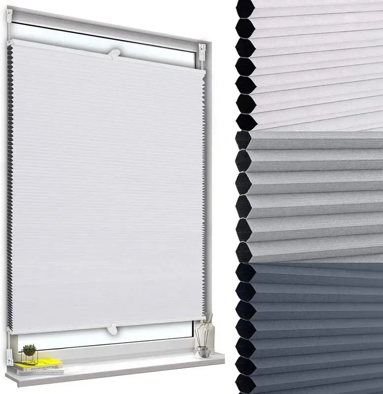 WOLTU Waben-Plissee ohne Bohren Verdunkelung Thermo Doppelplissee Klemmfix Zweifarbig 80x120cm Weiß-Weiß, Plissee-Rollo Sonnen-, Sicht- & Schallschutz, Plissee für Fenster & Tür