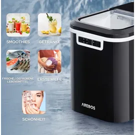 Arebos Eiswürfelmaschine Ice Cube Maker 2 Eiswürfelgrößen, 2,2 Liter