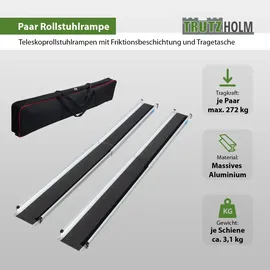 Trutzholm Teleskoprampe Rollstuhlrampe Alu grau schwarz 90-152 cm Traglast 272 kg inkl. Tragetasche