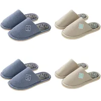 Teceyfeet Gästehausschuhe Set Waschbar,4 Paar Unisex Hausschuhe Set Winter Warm Gästepantoffel Filzpantoffeln Rutschfest Pantoffeln Slippers Ideal für Gäste, Familie, Hotel, Reisen - 38/44 EU