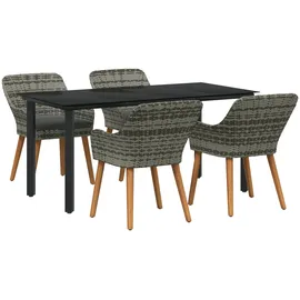 vidaXL 5-teiliges Garten-Essset in Grau Poly Rattan