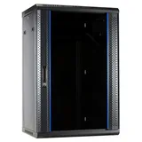 DSIT 18HE Netzwerkschrank Serverschrank, 19 Zoll Wandmontage - mit Glastür Nicht vormontiert (BxTxH) 600 x 450 x 900 mm - Schwarz - Traglast 40 kg