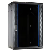 DSIT 18HE Netzwerkschrank Serverschrank, 19 Zoll Wandmontage - mit Glastür Nicht vormontiert (BxTxH) 600 x 450 x 900 mm - Schwarz - Traglast 40 kg