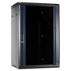 DSIT 18HE Netzwerkschrank Serverschrank, 19 Zoll Wandmontage - mit Glastür Nicht vormontiert (BxTxH) 600 x 450 x 900 mm - Schwarz - Traglast 40 kg