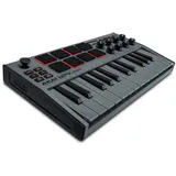 Akai Professional MPK Mini MK3-25-Tasten USB MIDI Keyboard Controller, 8 Hintergrundbeleuchtete Drum Pads, 8 Regler und Software und Native Instruments Sound Package (NKS Integration), Farbe Grau