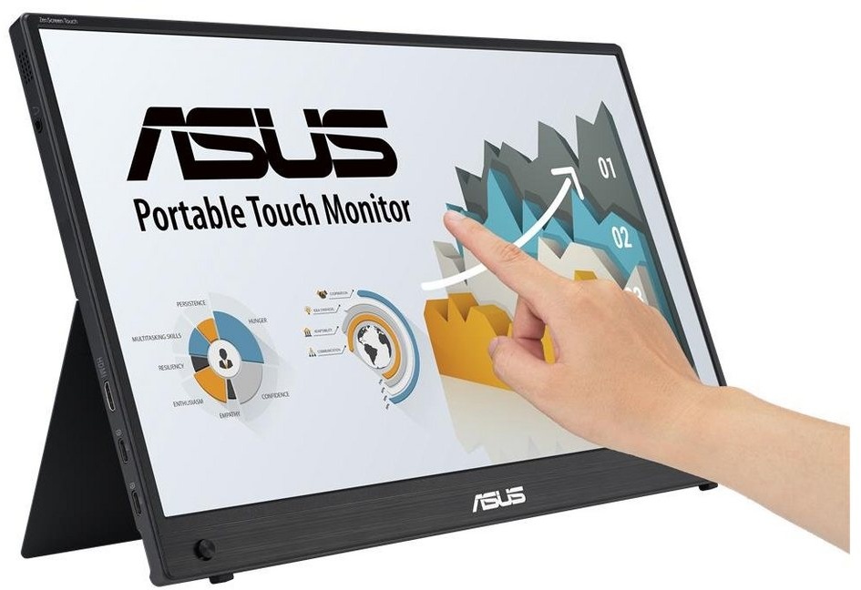 Asus ZenScreen Touch MB16AHT Portabler Monitor (39,60 cm/15,6 ", 1920 x 1080 px, Full HD, 5 ms Reaktionszeit, 60 Hz, IPS, 10-Punkt-Touch, Mini-HDMI, Stativgewinde, Flicker Free, Low Blue Light) schwarz