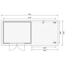 Karibu Gartenhaus Askola 4 mit 280 cm Schleppdach und Rückwand – 19 mm-302 x 217 cm-terragrau