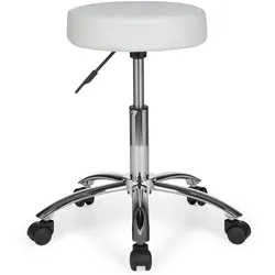 KADIMA DESIGN Hocker Design Arbeitshocker Stoffbezug Weiß Sitzhocker mit Rollen Rollhocker gepolstert ohne Lehne