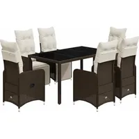 vidaXL Garten-Bistro-Set 7-tlg. Braun